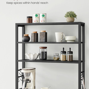 Kitchen Storage Rack, Coffee Bar, Bakers Rack, Total 6 Hooks