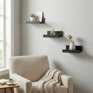 3 Piece Floating Wall Shelf Set - Black