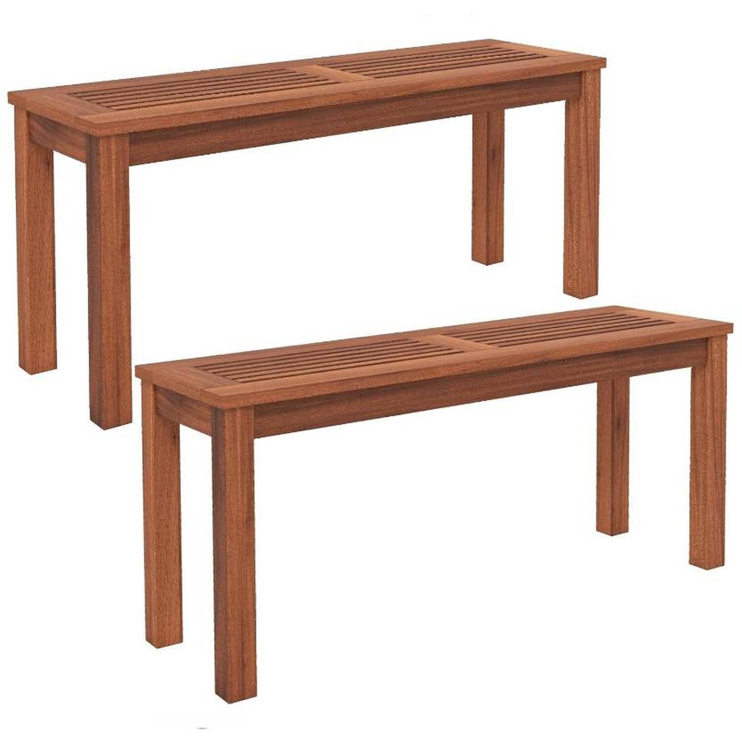 2pcs Outdoor Backless Dining Bench - Brown