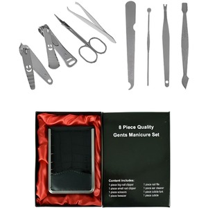 8 Pieces Unisex Nail Care Mani-Pedi Set - Black
