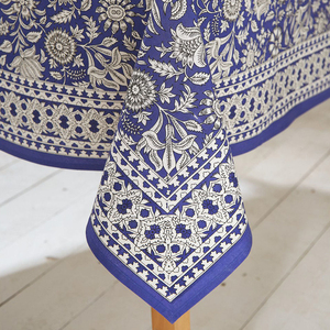 Square Cotton Tablecloth with Indian Hand Printed Design  132x132cm
