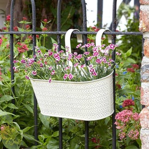 12in Fence and Balcony Hanging Planter in Ivory Aztec
