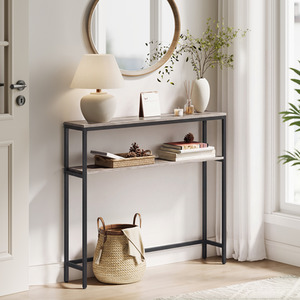 Console Table for Hallway, 2-Tier Slim Sofa Table