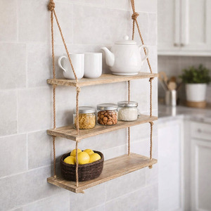 3 Tier Rope Wooden Shelf