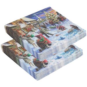 Luxury Christmas Paper Napkins Set - 3-Ply, 7 Decorative Styles, 33cm - Set of 40