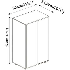 2-Door Kids Sliding Wardrobe with Hanging Rail - 120x80x51.5cm - Black