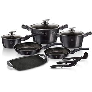Berlinger Haus 12 Pc Carbon Pro Cookware Set With Grill - Grey