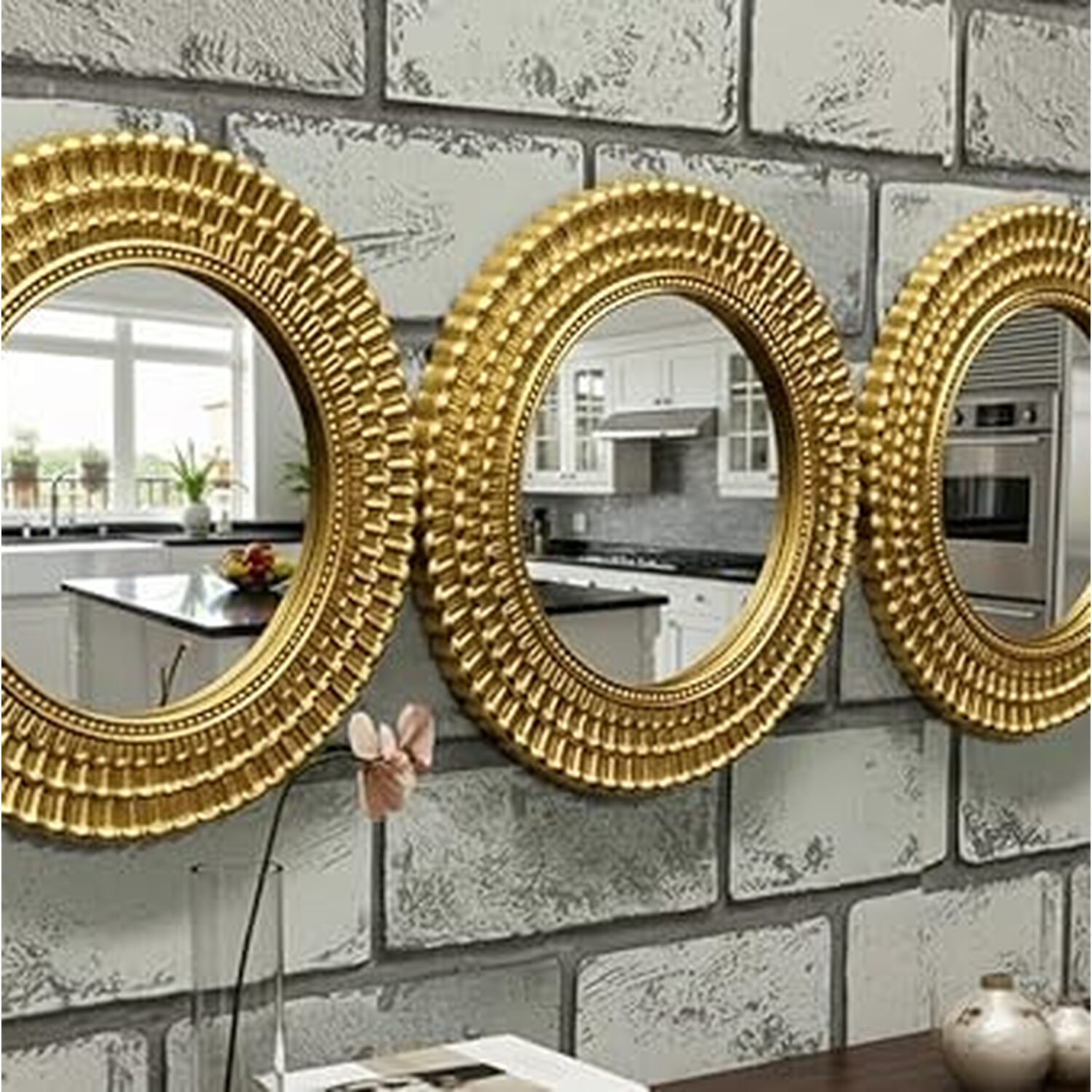 Image of 3 Moroccan Style Round Mirror Gold&hellip;