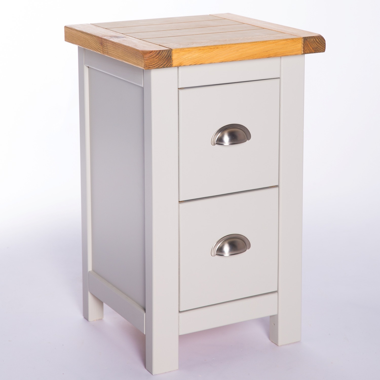 Argenta 2 Drawer Petite Bedside Cabinet - Grey / Chrome