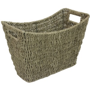 Vintage Seagrass Magazine Storage Rack - Brown
