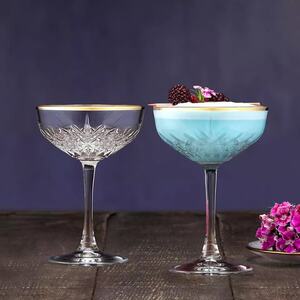 Elegant Stemmed Glass Champagne & Cocktail Coupe Set - 255ml - Clear - Set of 8
