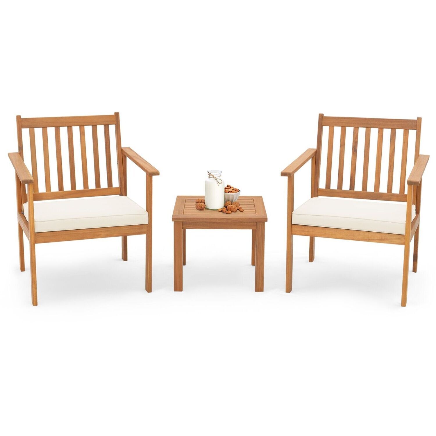 3PCS Tea Table Chairs Set - White