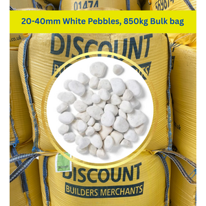 20-40mm Polar White Pebbles - 850kg Bulk Bag