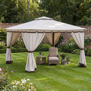 Breeins Tiered Roof Metal Frame Patio Gazebo with Curtains