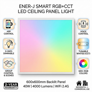 600x600mm Smart RGB CCT Backlit Panels 40W with IR Remote