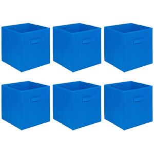 Foldable Collapsible Fabric Storage Box Cubes - Brown - Set of 6