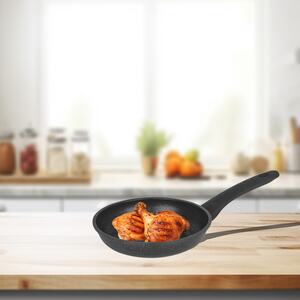 20cm Stainless Steel Induction Frying Pan - Soft Touch Handles - Black