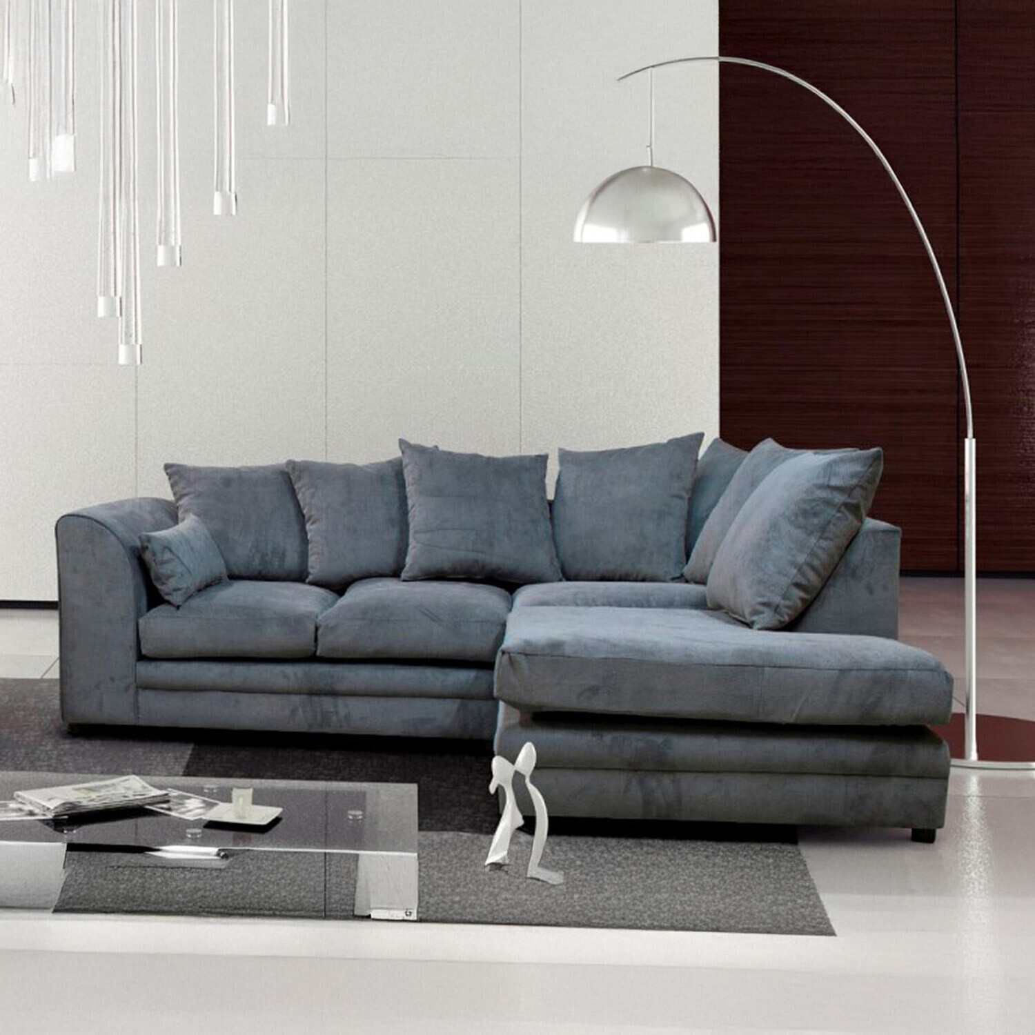Kaspo 4 Seater Fabric Corner Sofa - Grey Right-hand