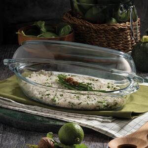Pasabahce Oval Casserole With Lid - Clear