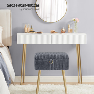 SONGMICS Rectanglular Vanity Stool with Storage, Dressing Table Stool