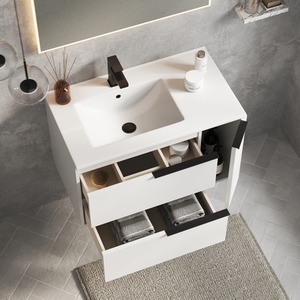 Celtic Duo 800mm Wall Hung Vanity Unit with Lira Basin - Gloss White