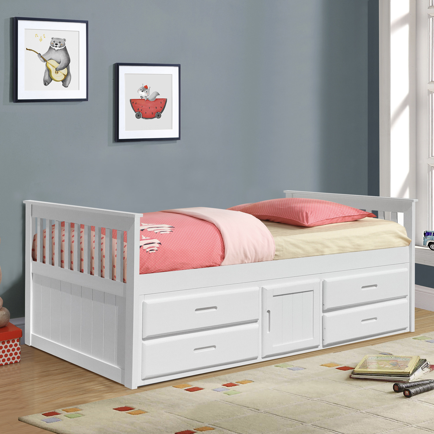 3ft Captains Cabin Bed In Grey White Or Caramel With Drawers And Storage - White