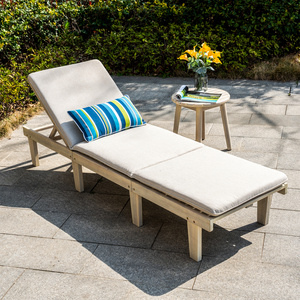 Abrihome Acacia Wood Outdoor Lounger with Table Set