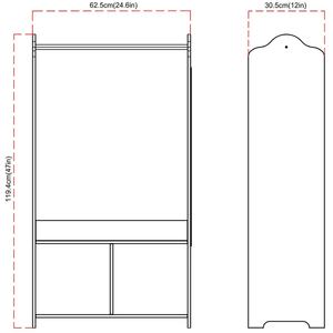 Kids Wooden Hanging Clothes Rail With Dual Storage Section - White