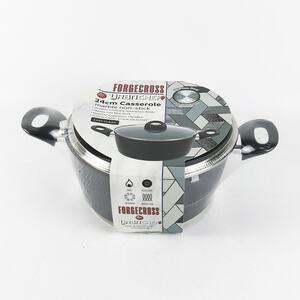 Forgecross 24cm Non-Stick Aluminium Casserole Pot (Black)