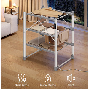 Foldable Heated Clothes Airer, 3-Tier Large Clothes Dryer Rack
