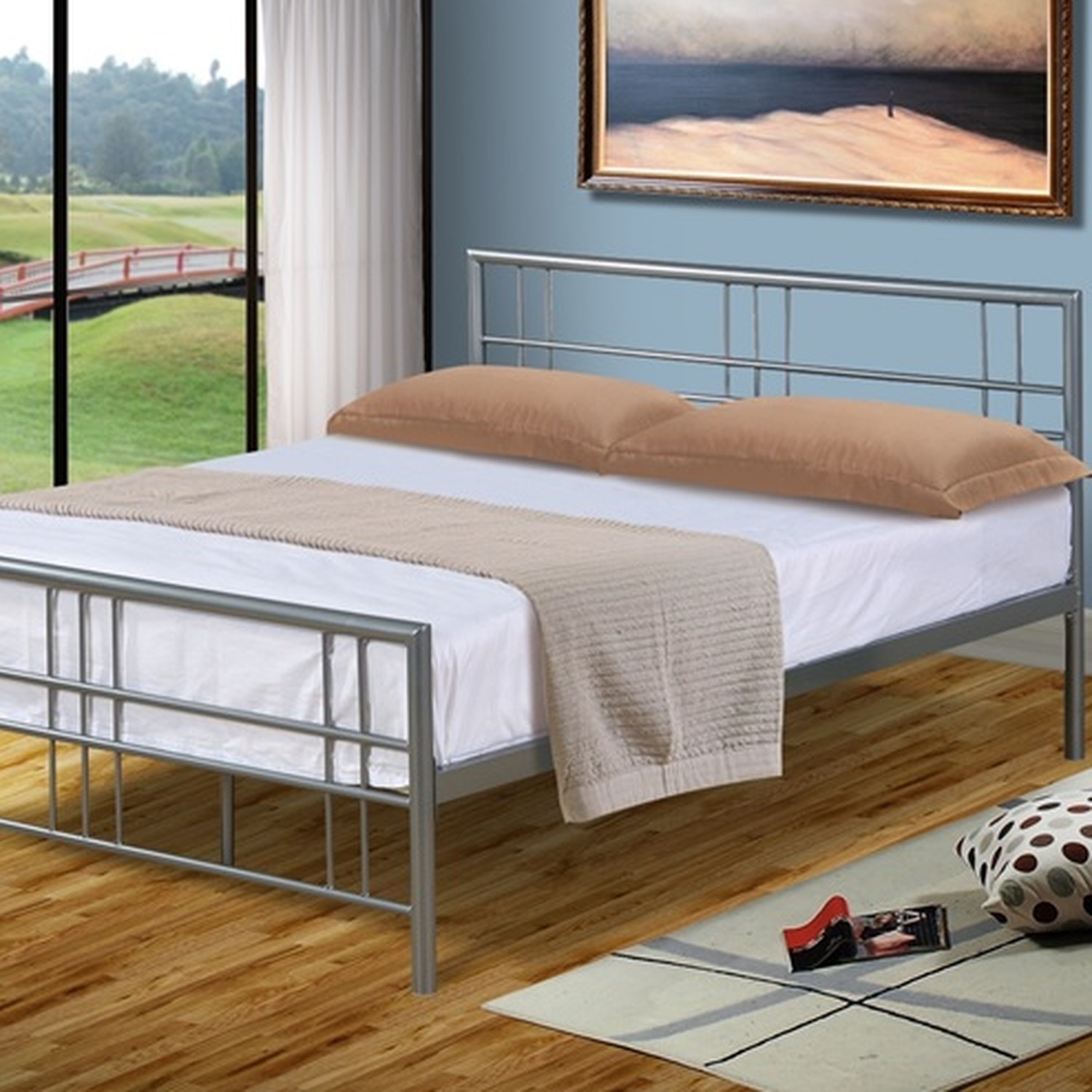 Metal Bed Frame In Silver - Silver Single