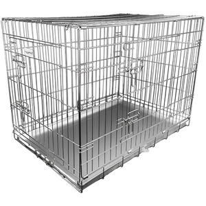 HugglePets Dog Cage with Metal Tray - Silver - Large