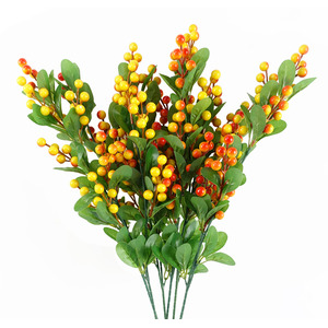 Pack of 6 x Artificial Orange Berry Spray
