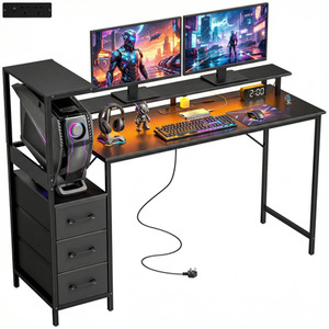 HOMCOM 147cm Gaming Desk with Charging Station and RGB Lights