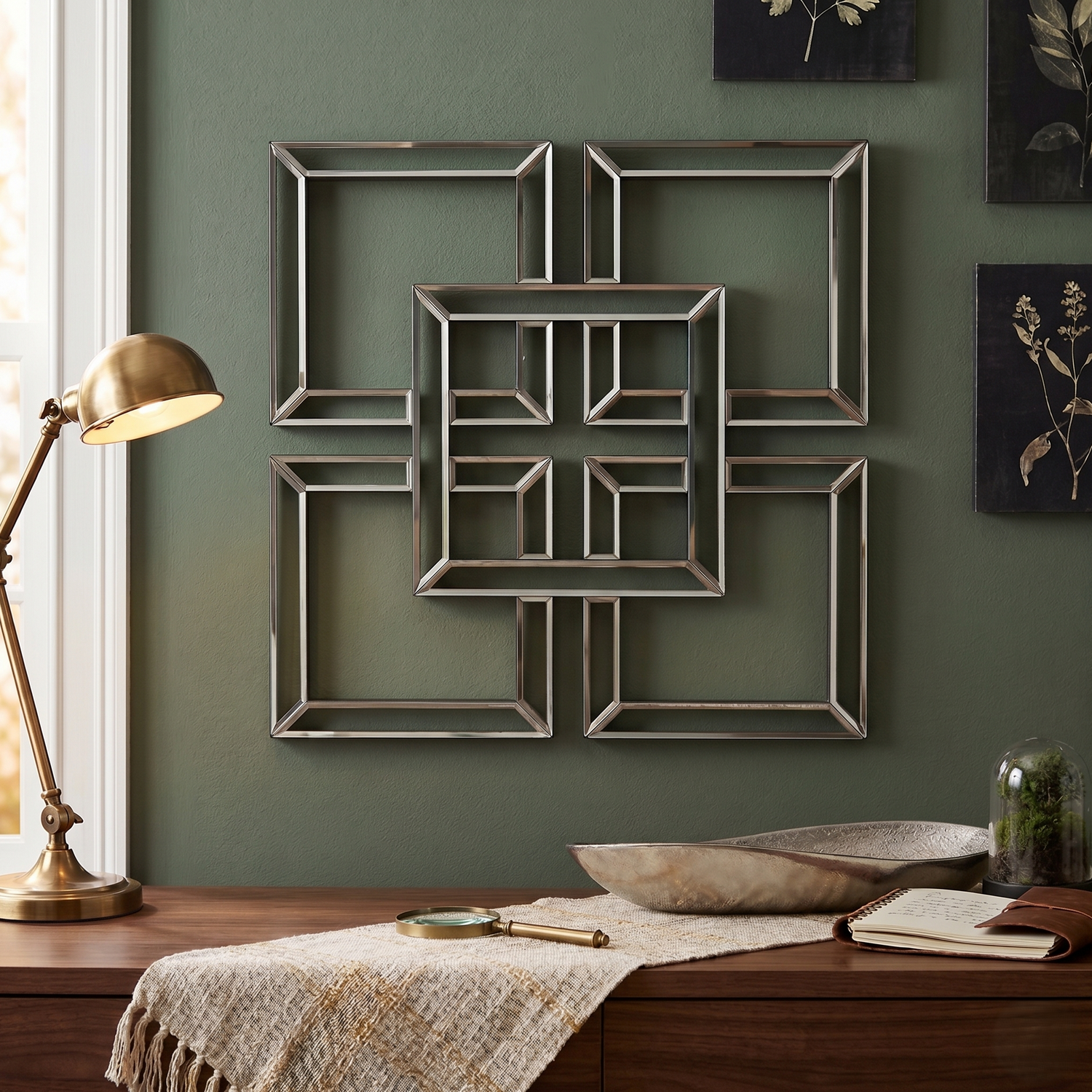 Geo Mirror Five Square Style Decorative Mirror 3x - Silver