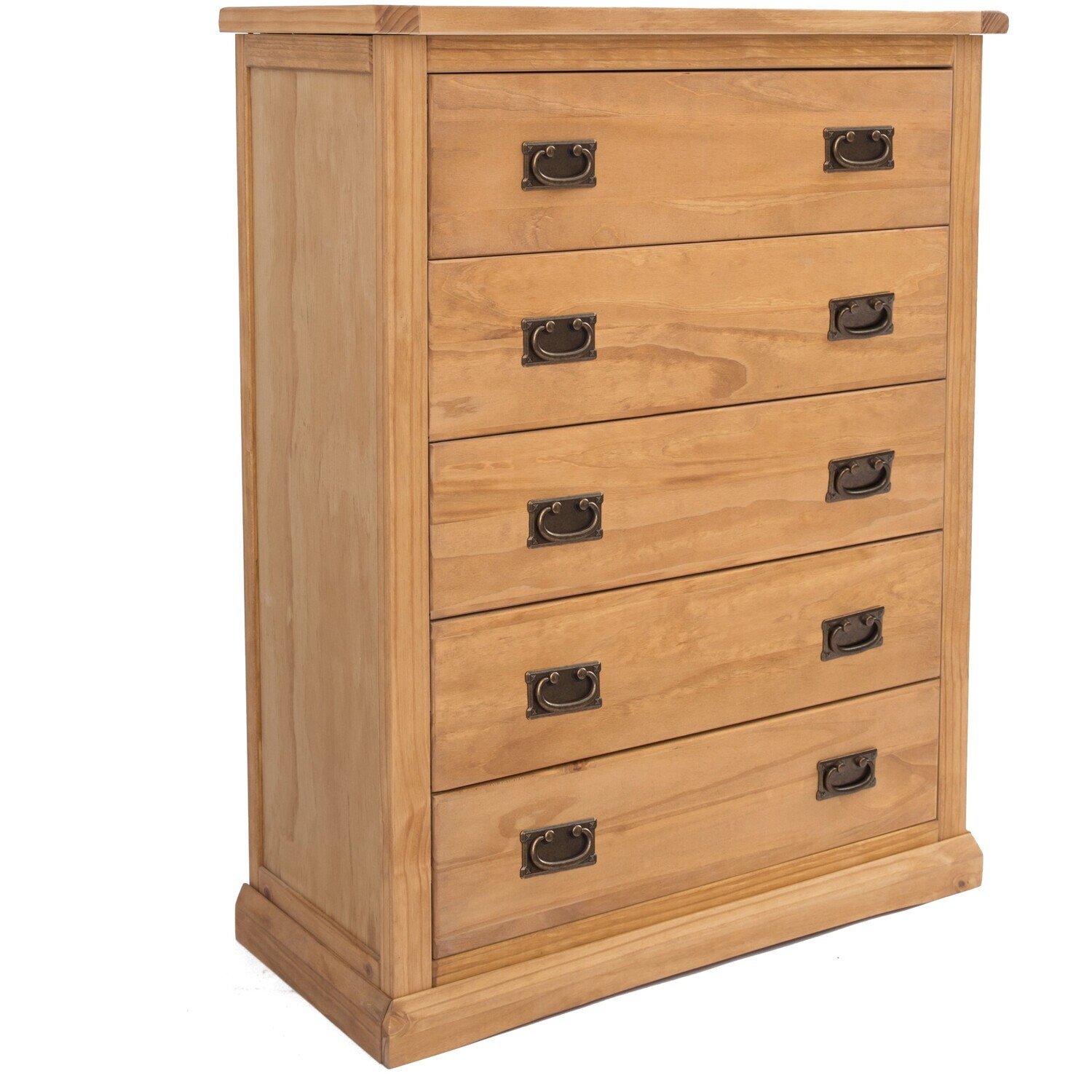 Lucca 5 Drawer Chest - Brown / Brass