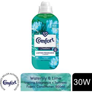 Comfort Fabric Conditioner Lasting Fragrance Waterlily and Lime 900ml 30W