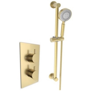Brush Brass Thermostatic Concealed Mixer Shower With Adjustable  Slide Rail Kit