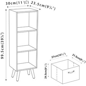 Black 3-Tier 3-Drawer Cube Shelving Unit with Scandinavian Legs