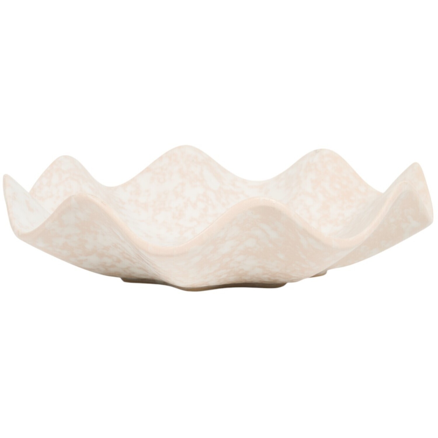 Wavy Edges Cream Flaunts Ceramic Serving Speckled Bowl - Cream