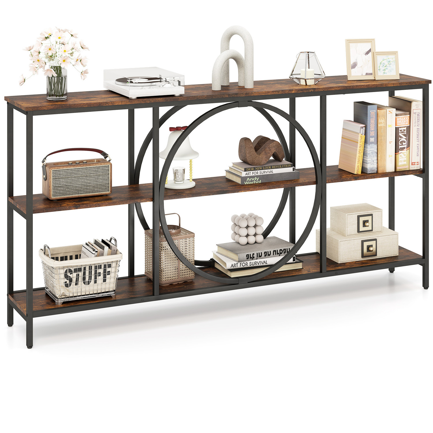 3-tier Console Table Entry Table - Brown