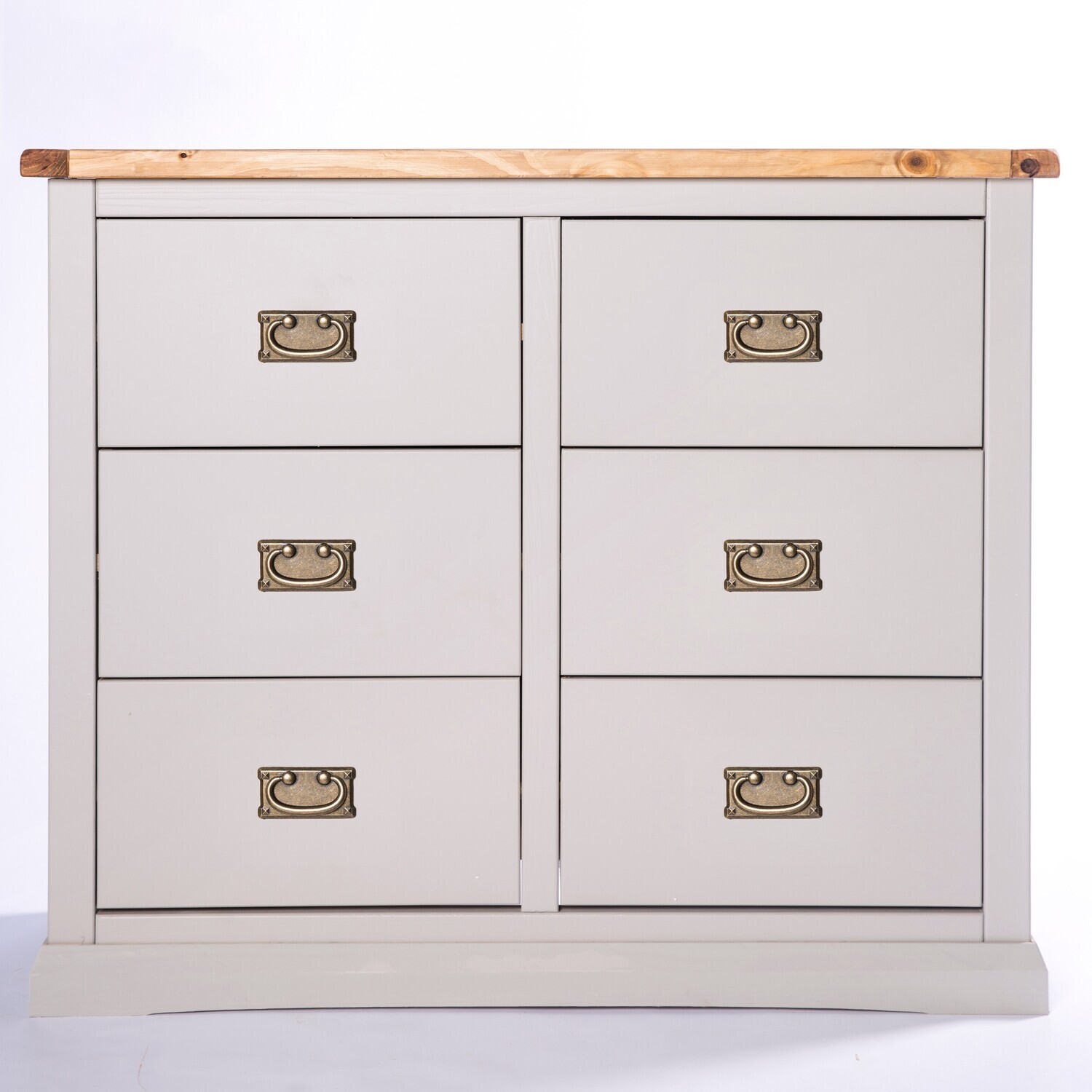 Loreo 3 over 3 Drawer Chest - Grey / Brass