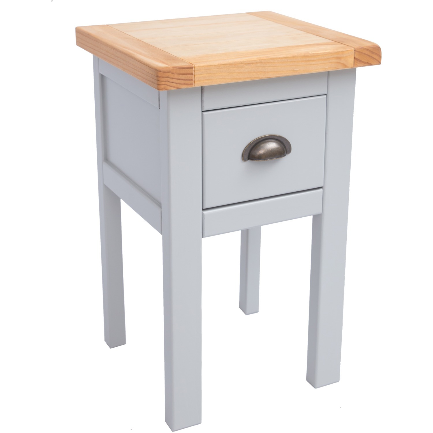 Argenta 1 Drawer Bedside Table - Grey / Brass Cup