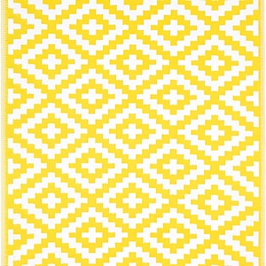 Reversible Indoor Outdoor Picnic Garden Mat Yellow 120 x 180 cm