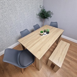 Dining Table with 4 Tulip Chairs and Bench
