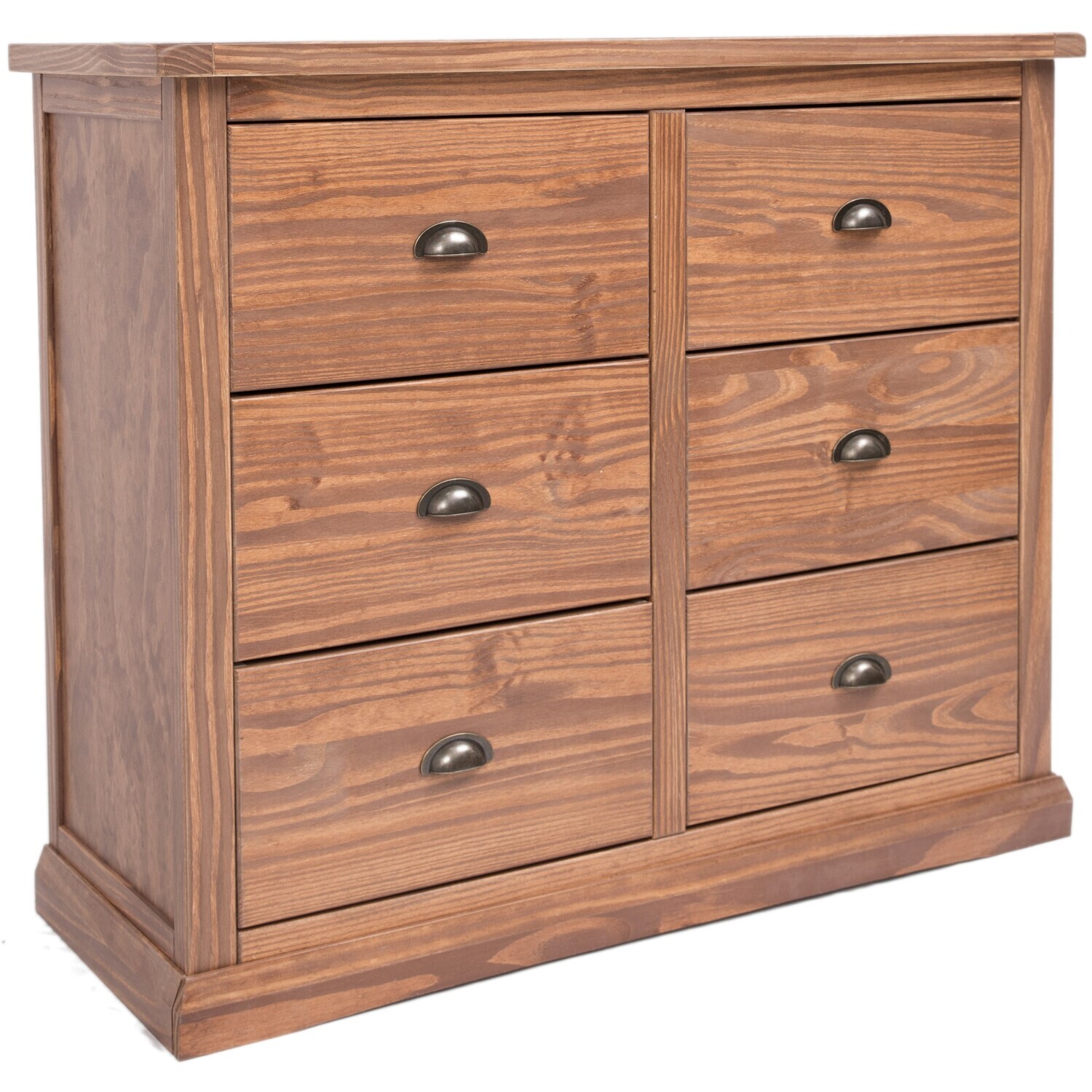 Cabinet Bits Tirolo 3 Over 3 Drawer Chest - Brown / Brass