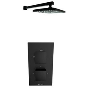 Matt Black Finish Thermostatic Concealed Shower With Fixed Overhead Drencher