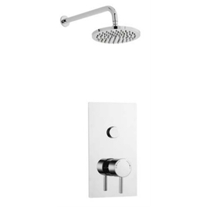 Chrome Single Round Push Button Concealed Mixer Shower  Fixed Overhead Drencher