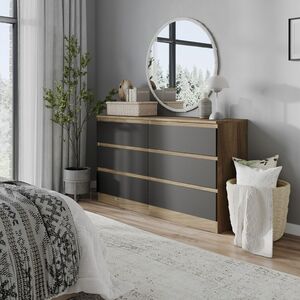 Oak Carcass 6 Drawer Wooden Chest Of Drawers