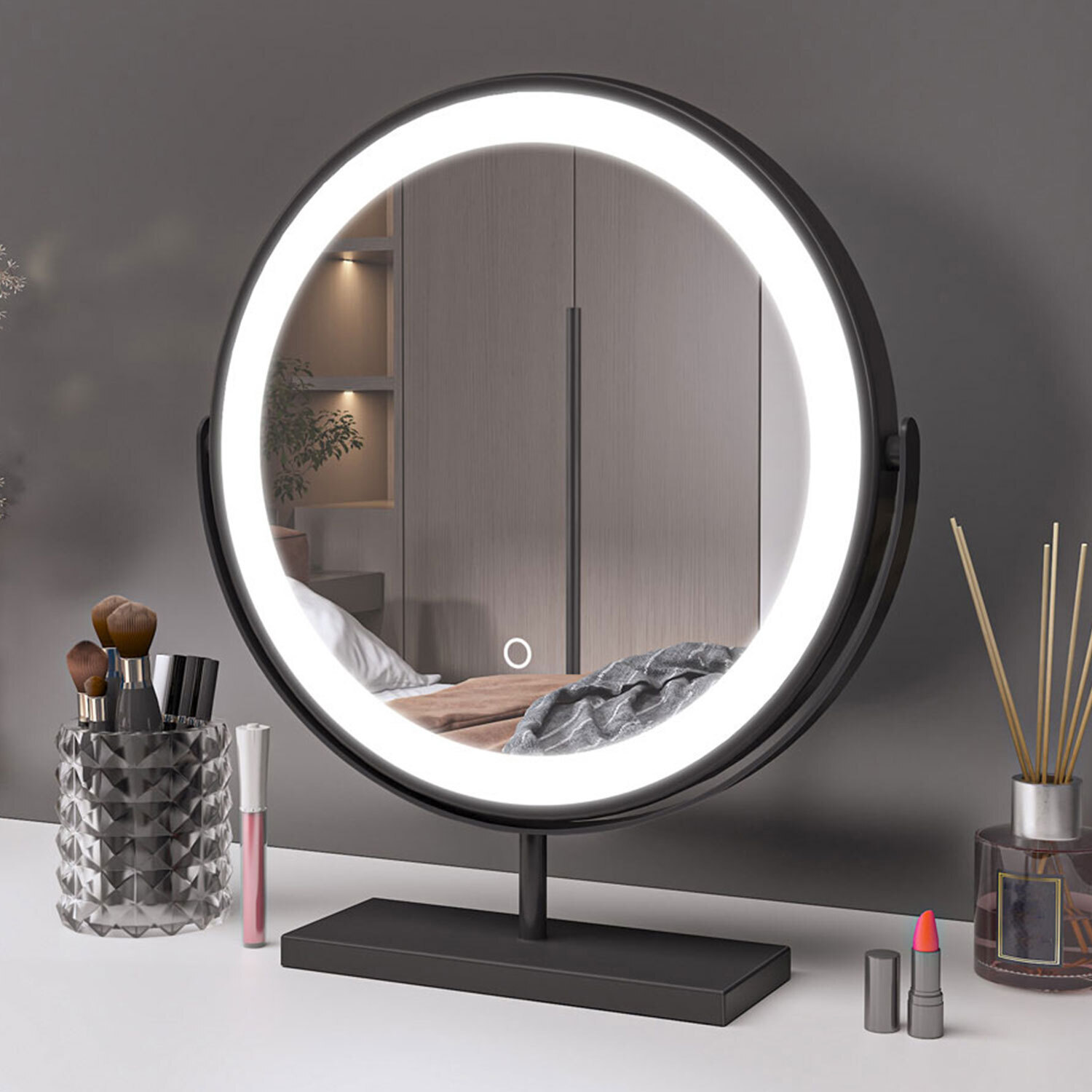 Image of Hollywood LED Mirror Round with Frame&hellip;